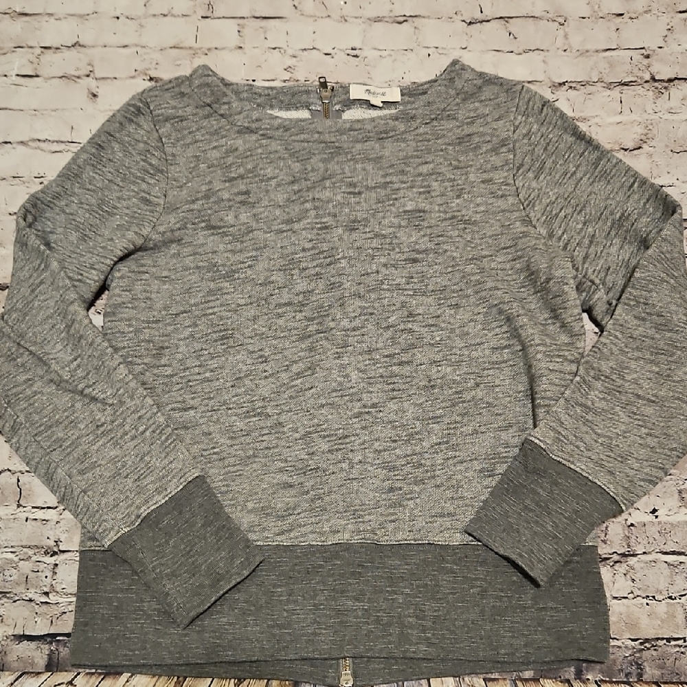 Madewell Gray Back Zippet Sweatshirt Size M